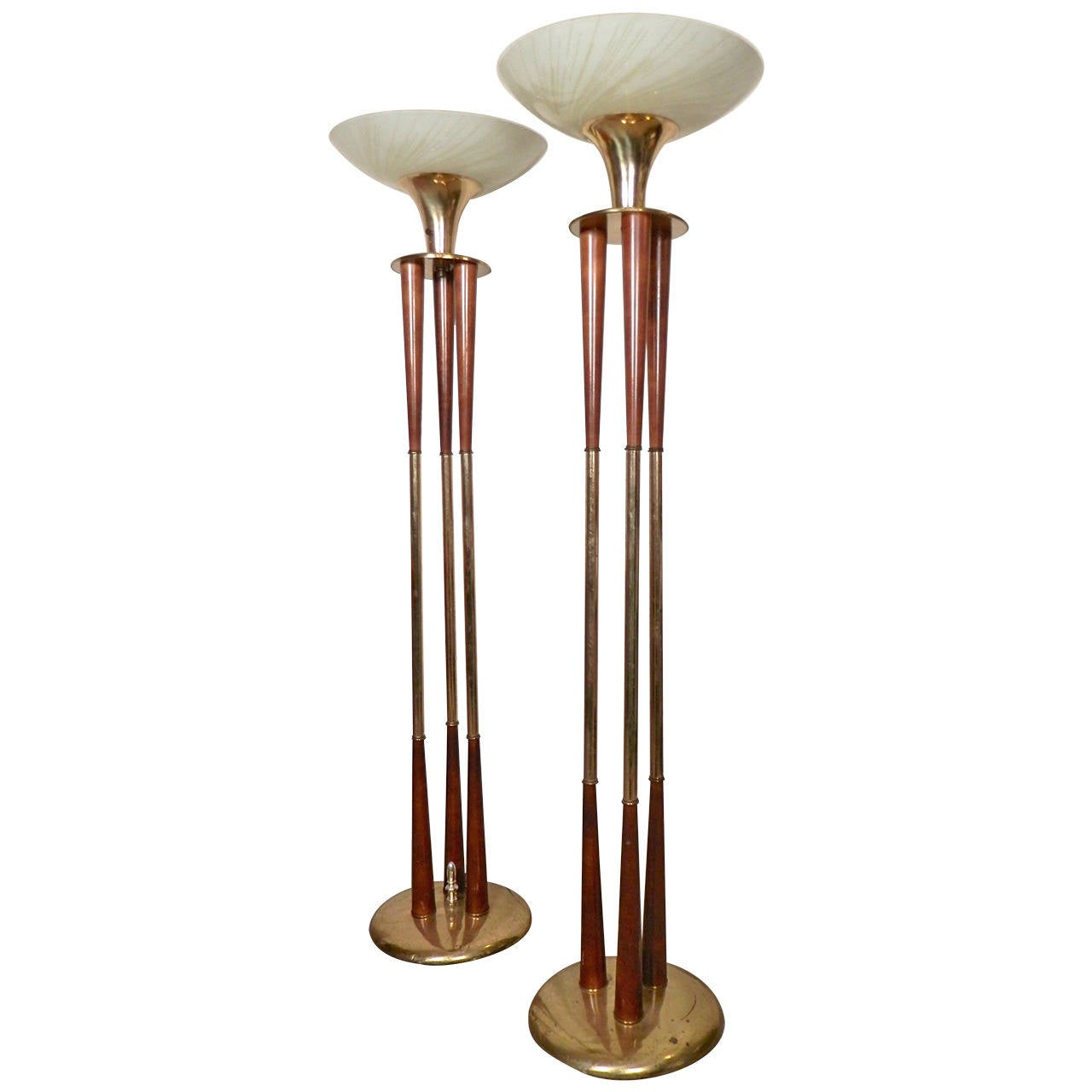 Pair Mid-Century Torchiere Lamps For Sale at 1stdibs