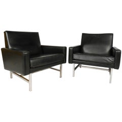 Pair Vintage Leather Lounge Chairs by Thonet