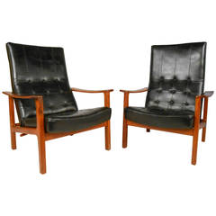 Unique Pair Mid-Century Modern Bröderna Andersson Teak Recliner Lounge Chairs 1