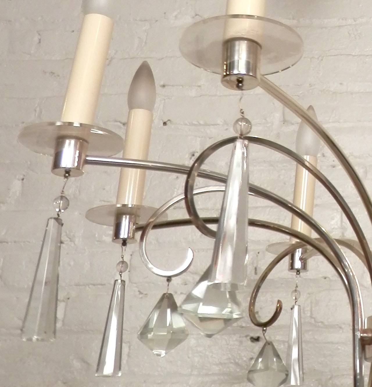 Magnificent Chrome & Crystal Chandelier In Good Condition In Brooklyn, NY