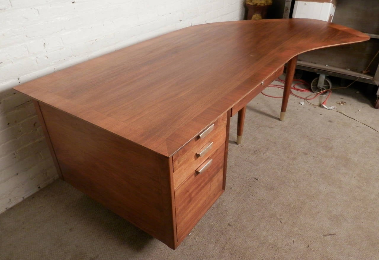 American Mid-Century Executive Desk by Standard with Exaggerated Kidney Top