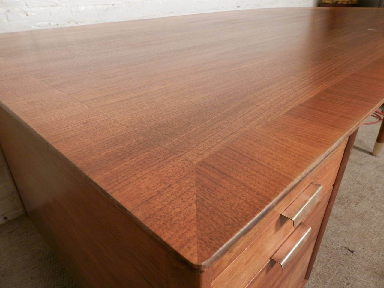 Mid-Century Executive Desk by Standard with Exaggerated Kidney Top 4