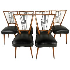 Set of Six Stylish Italian Dining Chairs
