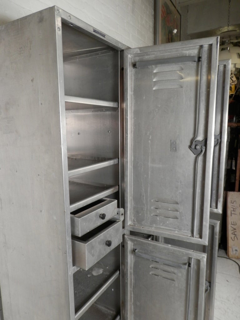 20th Century Impressive Industrial Metal Locker w/ Compartments