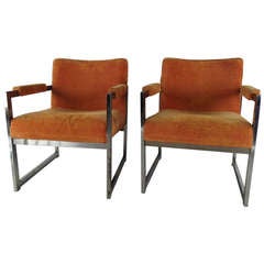 Pair of Mid-Century Modern Milo Baughman Style Arm Chairs 9