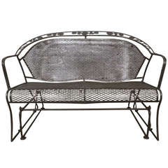 Used Refinished Metal Glider w/ Floral Accents