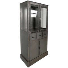 Unusual Large Metal Cabinet w/ Glass Cabinet