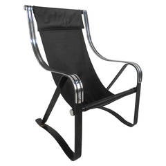 Unique Mid-Century Leather and Chrome Cantilever Lounge Chair 3