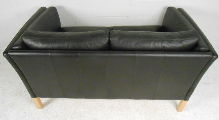 Mid-Century Modern Danish Modern Two-Seat Leather Sofa