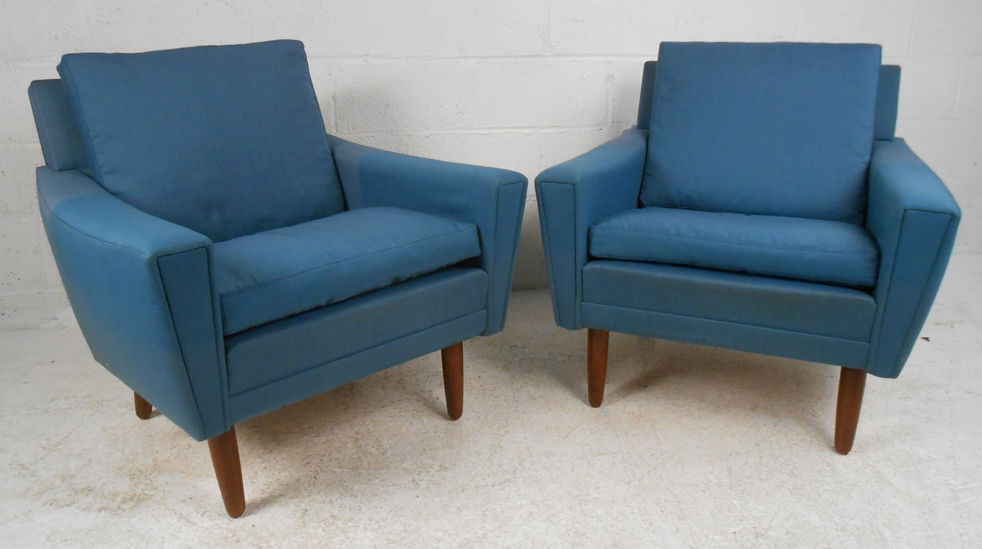 Pair of Mid-Century Modern Upholstered Club Chairs