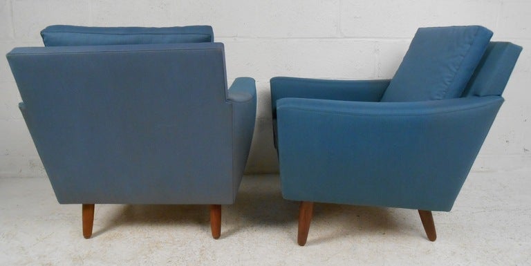 Danish Pair of Mid-Century Modern Upholstered Club Chairs