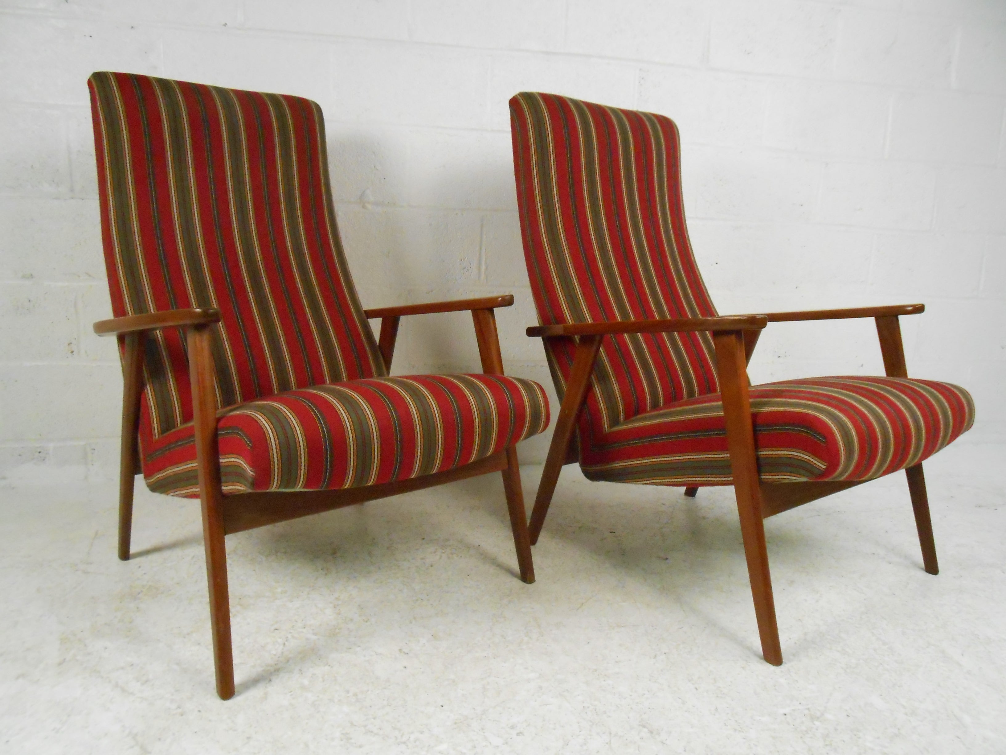 Scandinavian Modern High Back Lounge Chairs