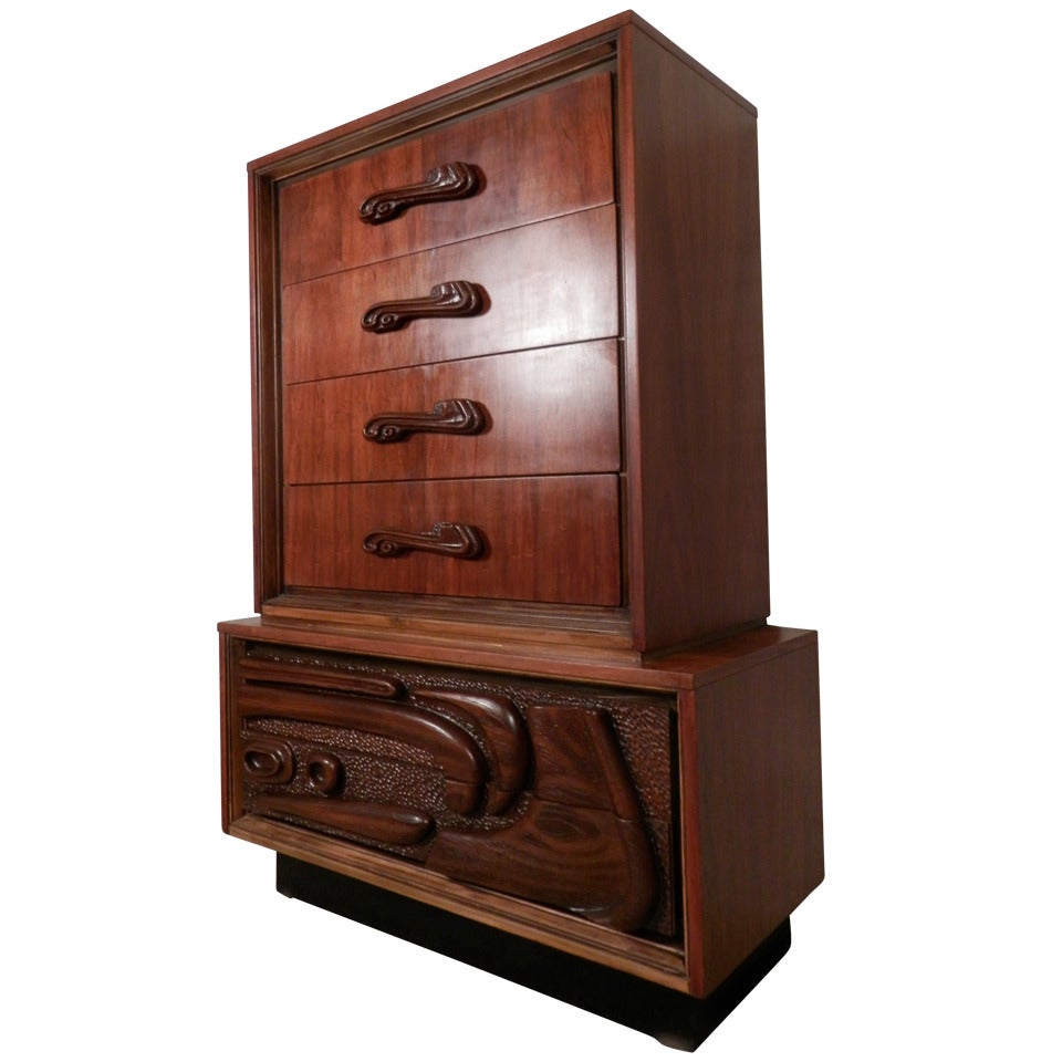 Tall Six-Drawer Dresser with Sculpted Front by Pulaski