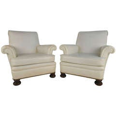 Pair of Modern High Back Lounge Chairs 8