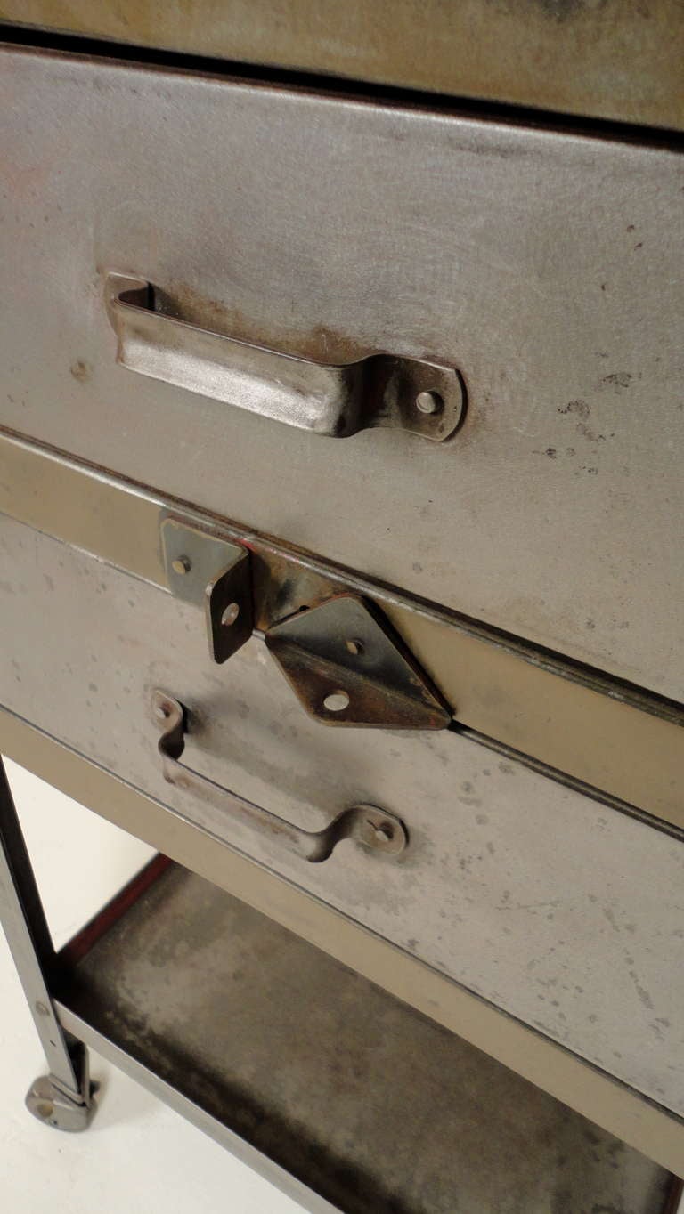 Industrial Metal Task Cabinet w/ Inlaid Wood Top 4