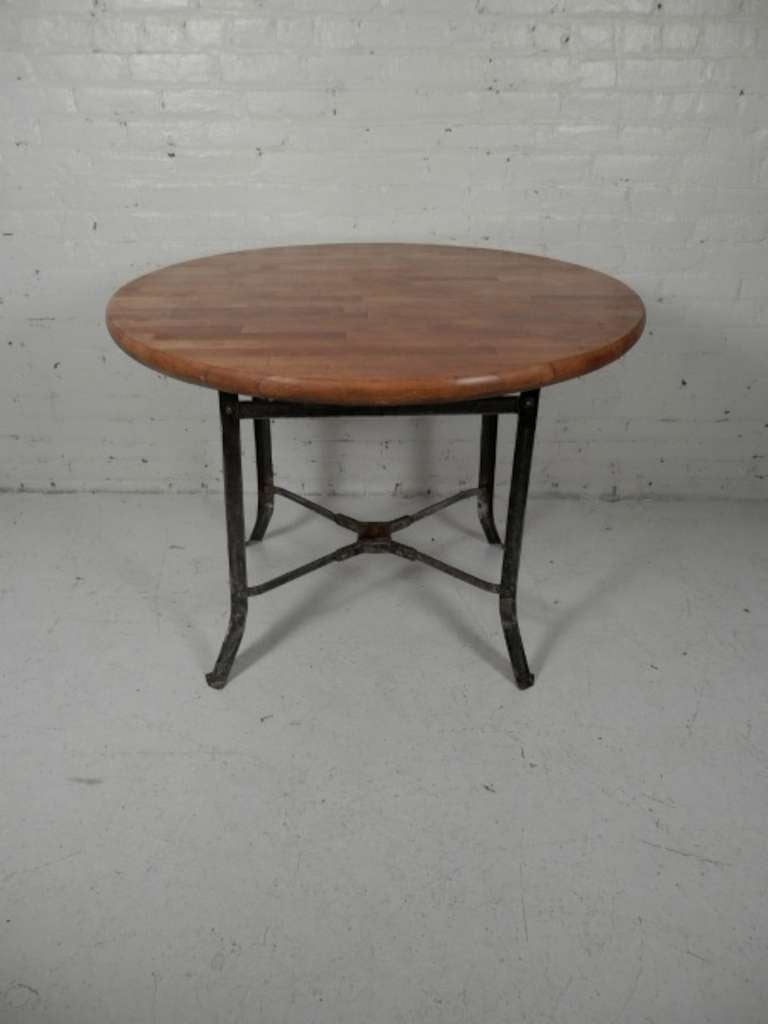 Butcher Block Dining Table with Industrial Metal Base 4