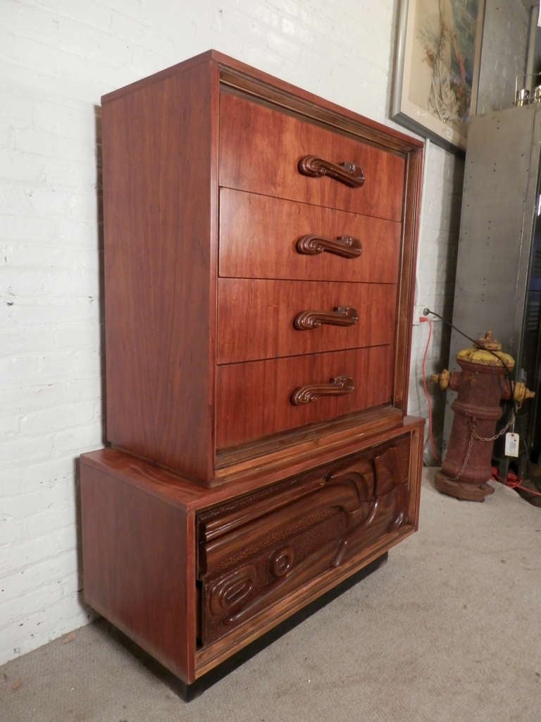 American Tall Six-Drawer Dresser with Sculpted Front by Pulaski