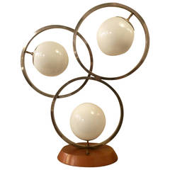 Mid-Century Sculpted Chrome & Globe Table Lamp