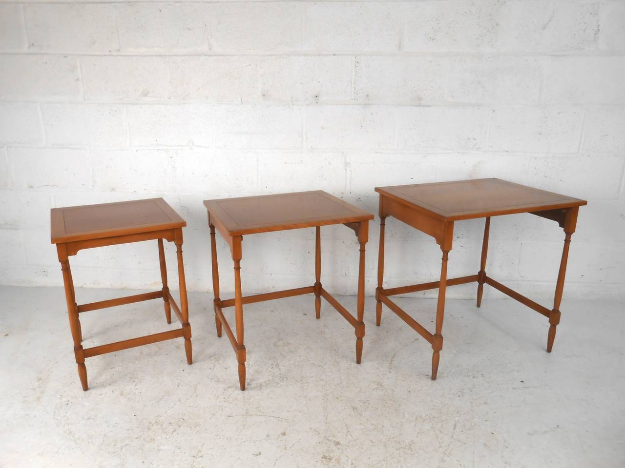 Wood Set of Three Nesting Tables by Hekman For Sale
