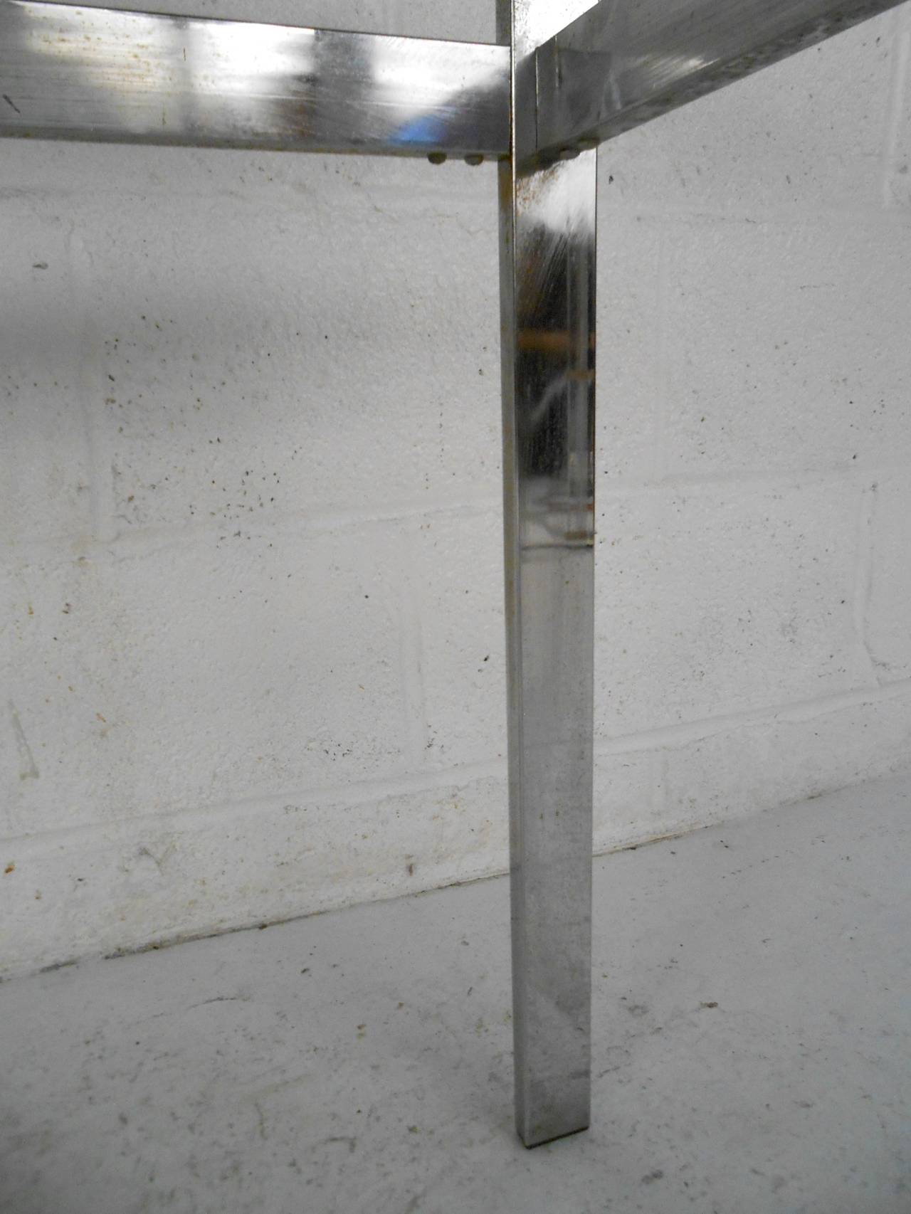 Mid-Century Modern Chrome and Glass Top Console Table 3