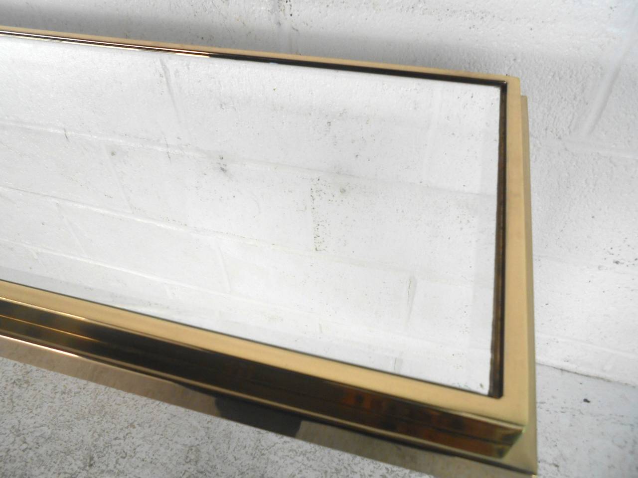 Brass Console Table with Beveled Mirror Top 1