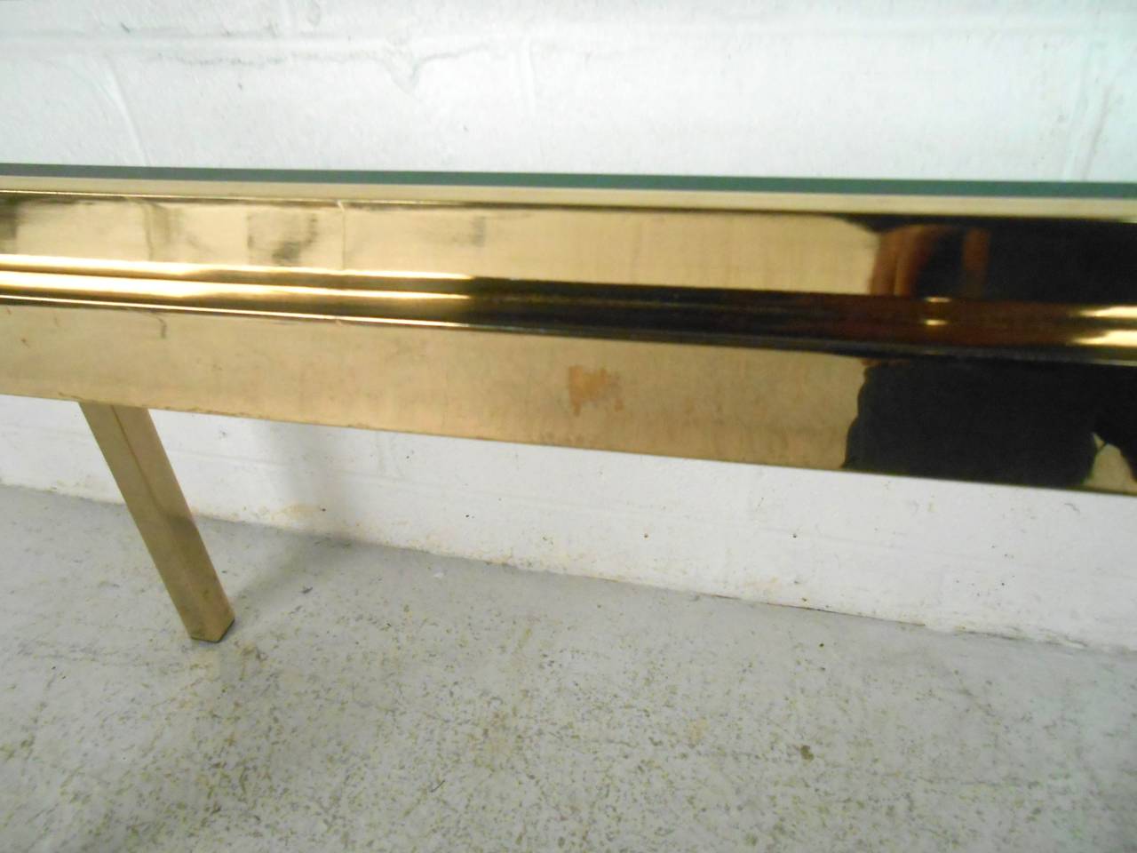 Brass Console Table with Beveled Mirror Top 2
