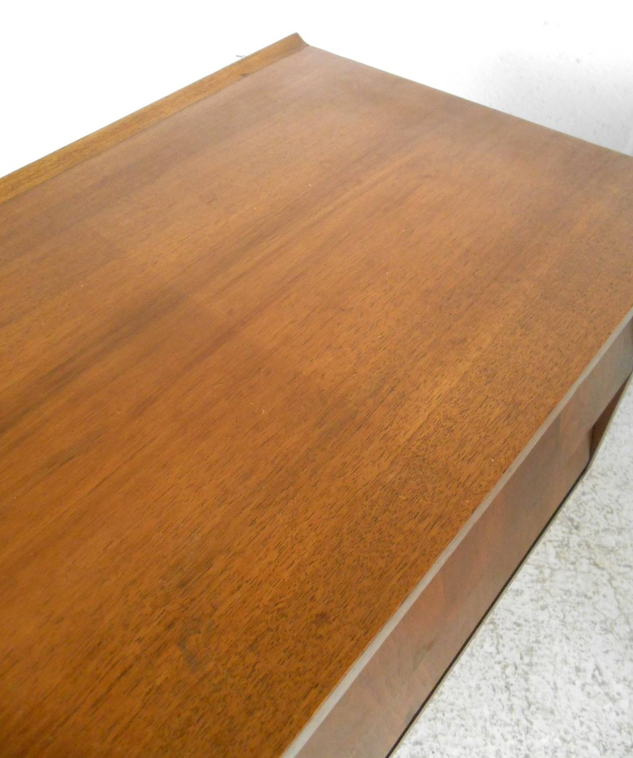American Pair Md-Century Modern Louvered Drawer Walnut Nightstands
