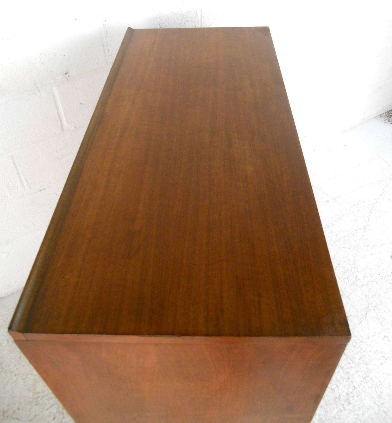 American Mid-Century Modern Louvered Front Walnut Dresser by Ward Furniture