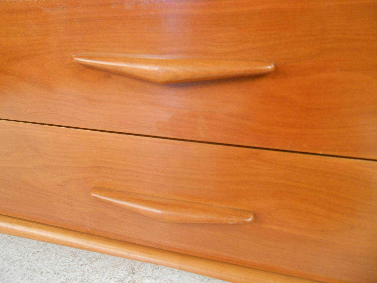 Unique Mid-Century Modern Sideboard Shelving Display With Dropfront Bar 2