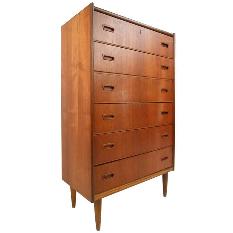 Danish Teak Highboy Dresser at 1stDibs