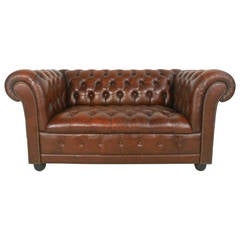 Uniquely Sized Vintage Leather Chesterfield Sofa