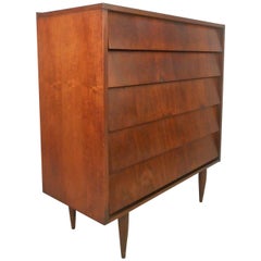 Mid-Century Modern Louvered Front Walnut Dresser by Ward Furniture