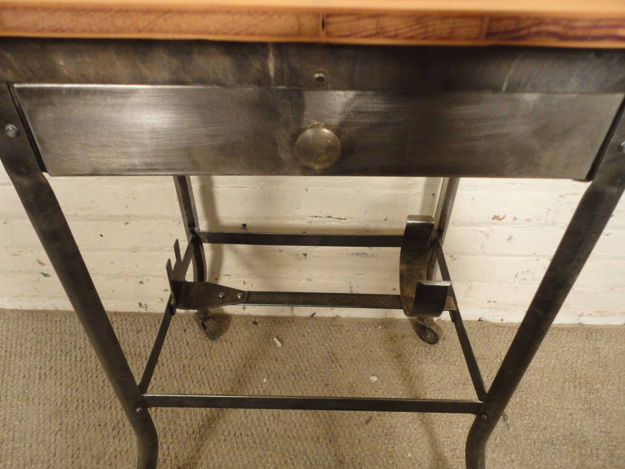 Mid-20th Century Refinished Industrial Medical Rolling Table