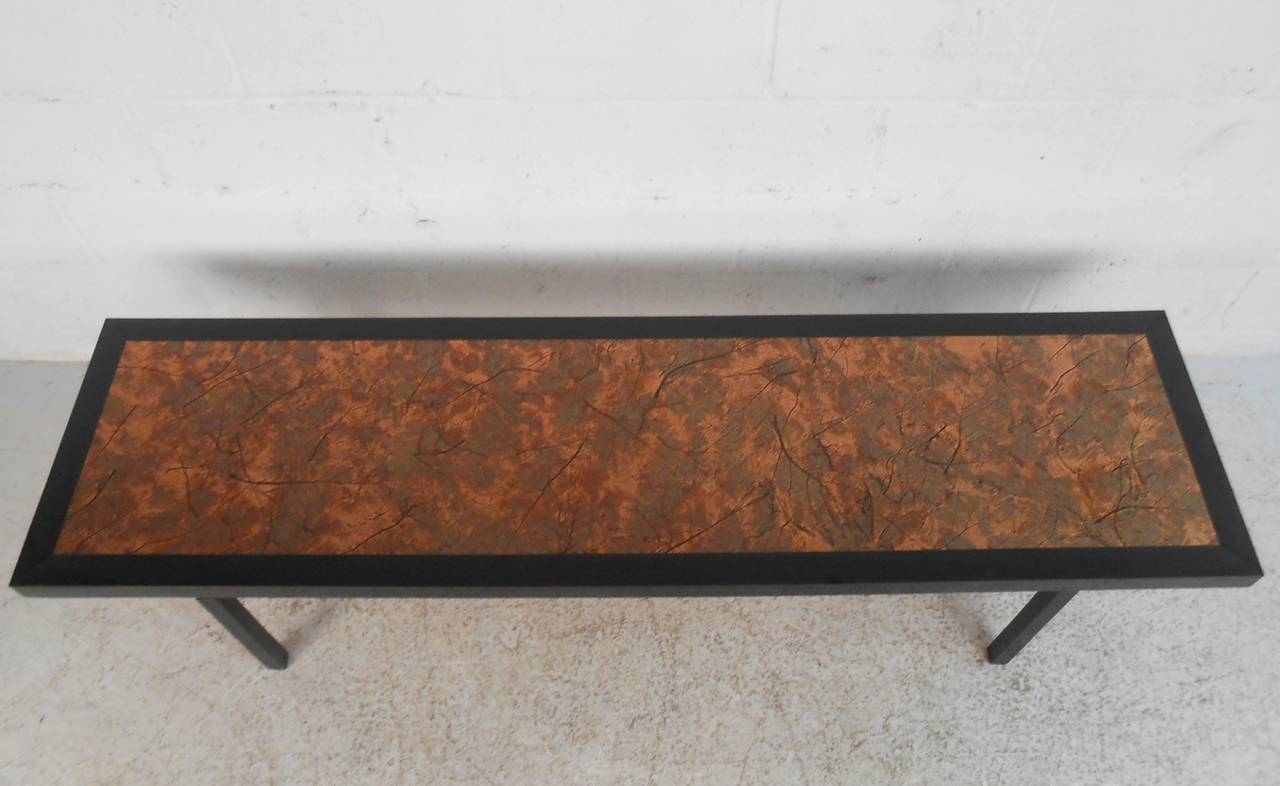 Mid-Century Modern Vintage Modern Coffee Table with Hammered Copper Top For Sale