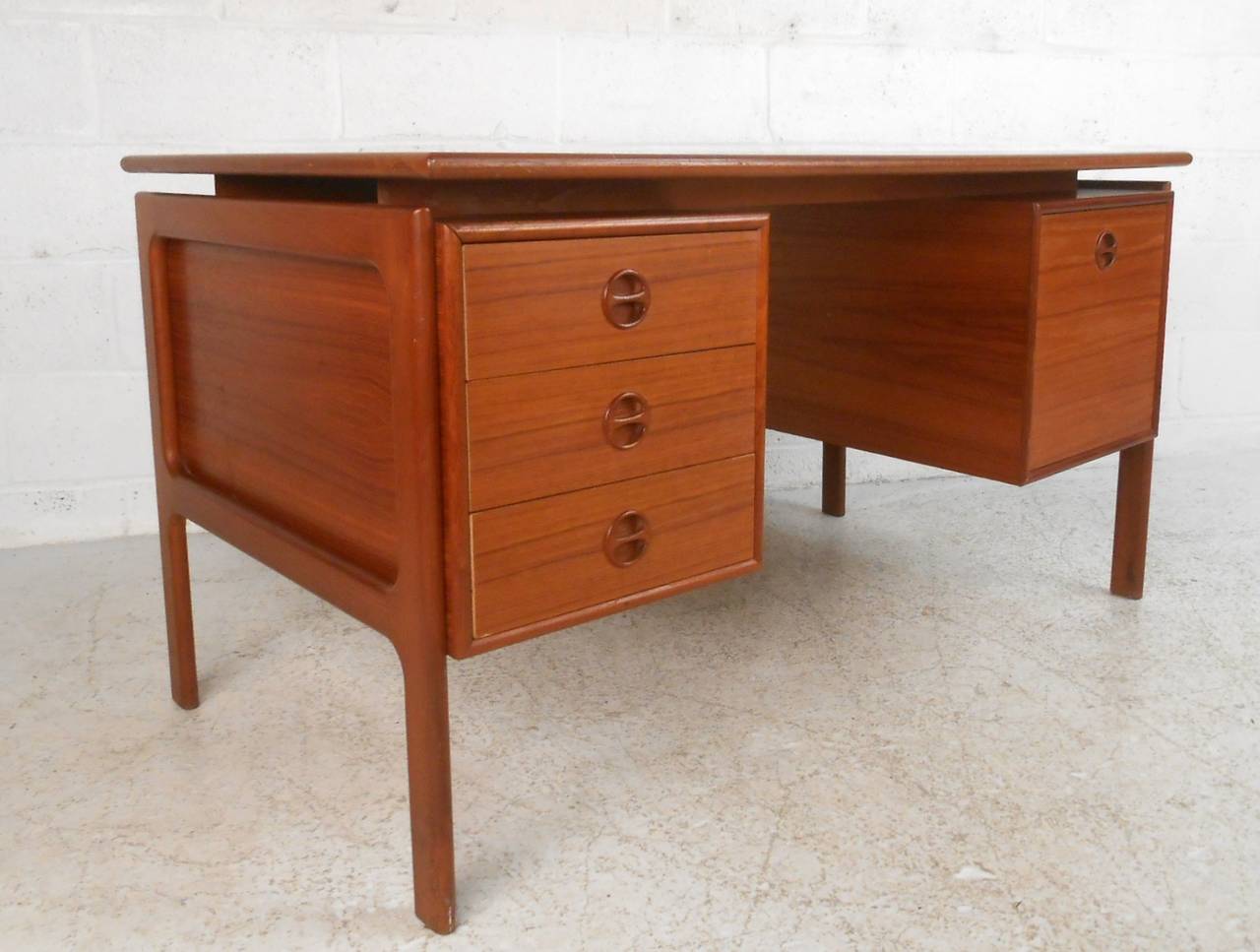 Mid Century Modern Danish Teak Executive Desk At 1stdibs