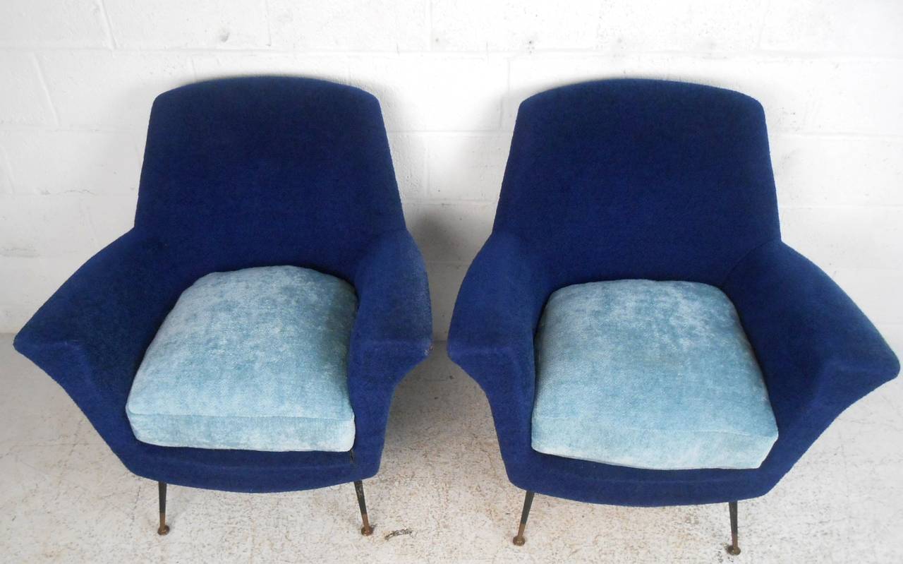 Unknown Pair Gio Ponti Style Lounge Chairs For Sale