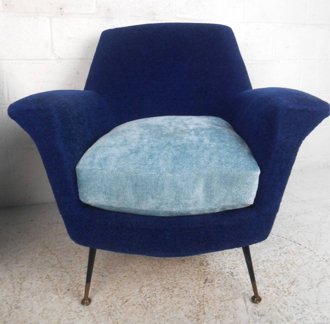 Upholstery Pair Gio Ponti Style Lounge Chairs For Sale
