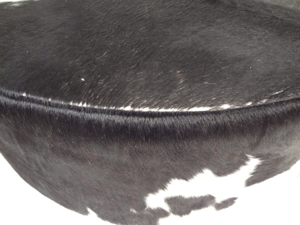 large round cowhide ottoman