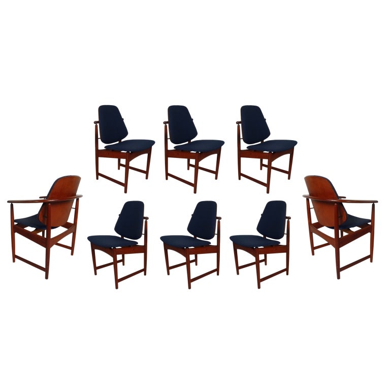 Set of Eight Hovmand Olsen Danish Modern Dining Chairs