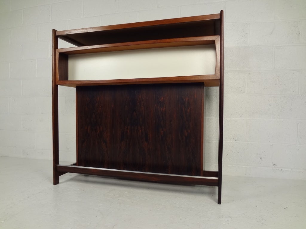 Dyrlund Danish Modern Rosewood Bar with Stools