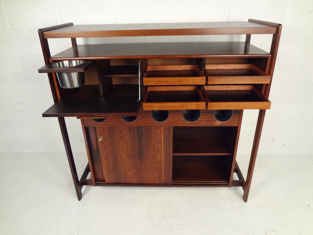 Mid-20th Century Dyrlund Danish Modern Rosewood Bar with Stools