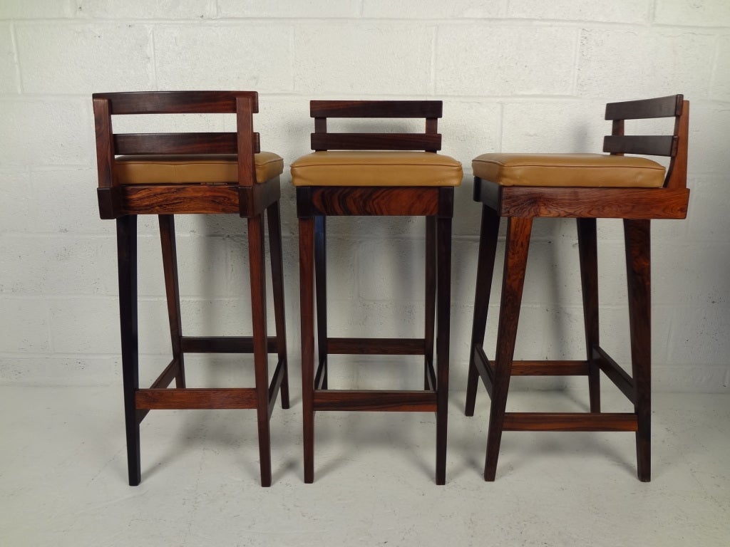 Dyrlund Danish Modern Rosewood Bar with Stools 4