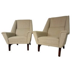 Pair of Danish Highback Lounge Chairs