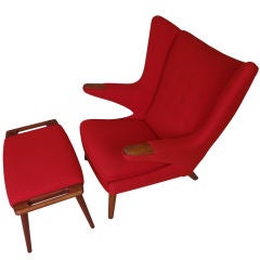 Original Papa Bear Chair and Ottoman by Hans Wegner Original Papa Bear Chair and Ottoman by Hans Wegner