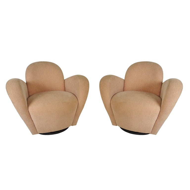 Pair of Modernist Swivel Armchairs at 1stDibs