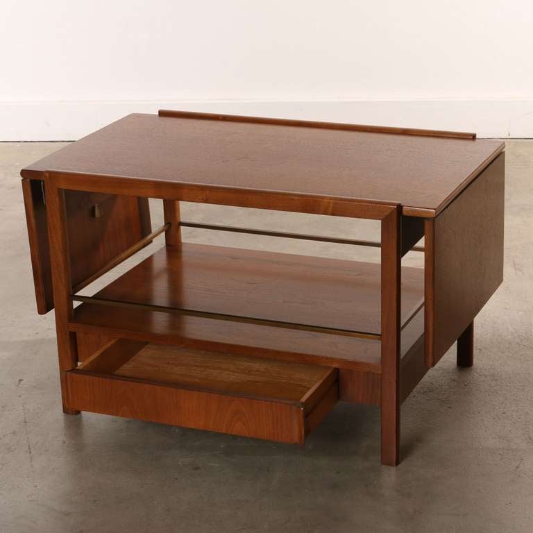 Walnut Drop Leaf Cocktail Server Table for Drexel by John Van Koert