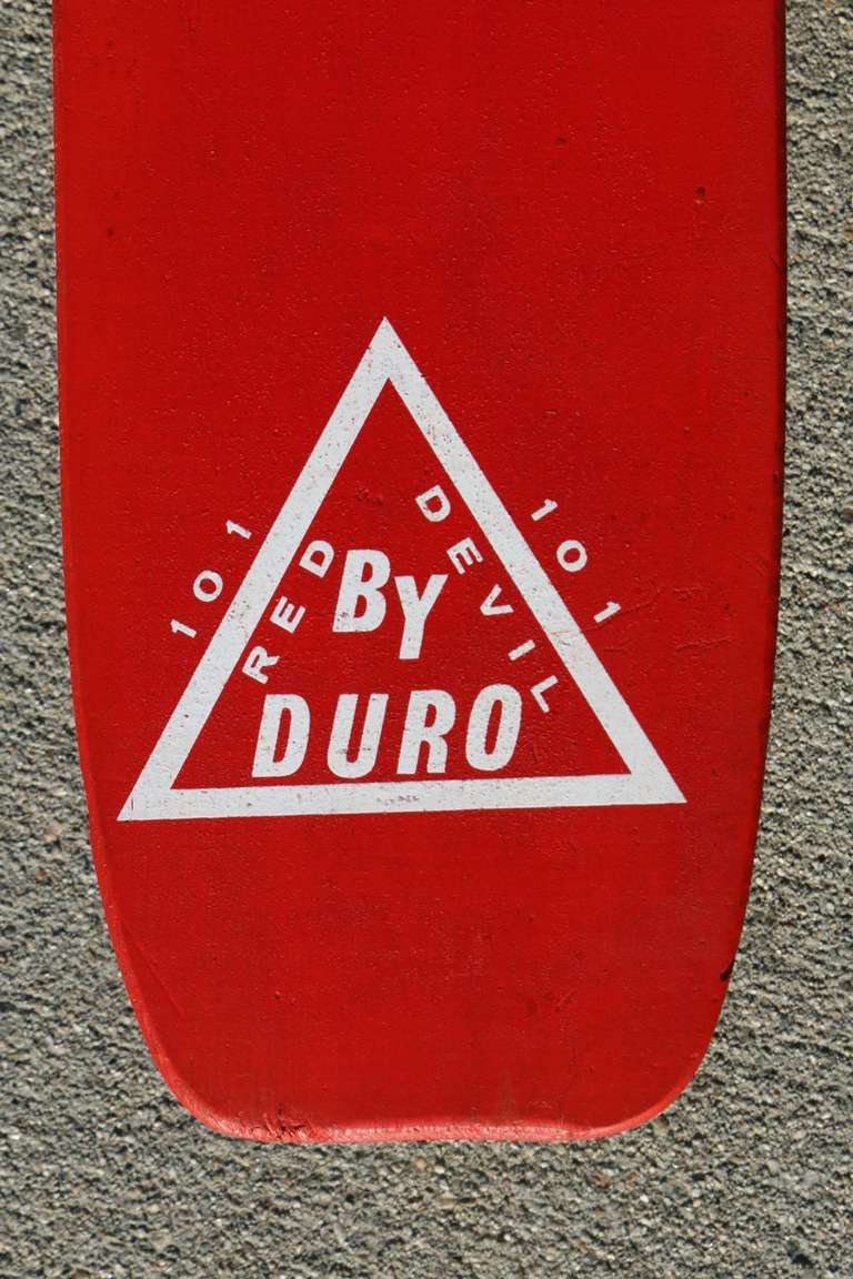 Mid-Century Modern 1960's Duro Red Devil 101 Skateboard with Metal Wheels