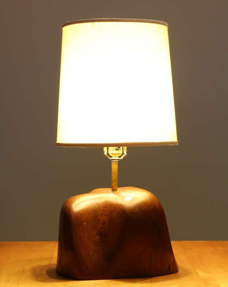 Mid-Century Modern Redwood Burl Wood Table Lamp