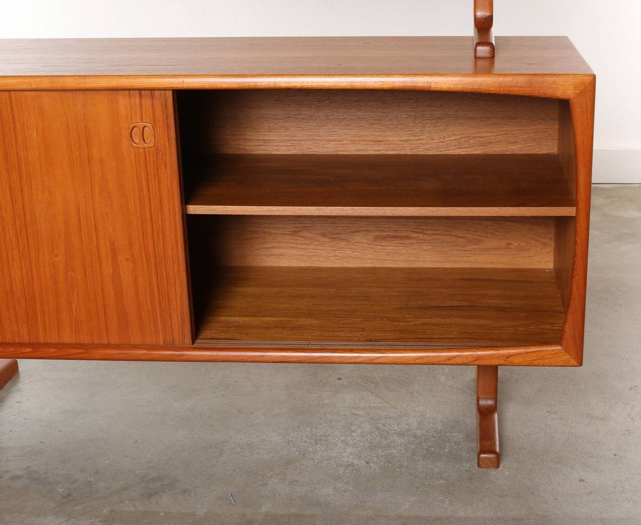 Scandinavian Design Teak Credenza with Hutch, Denmark In Good Condition In Los Angeles, CA