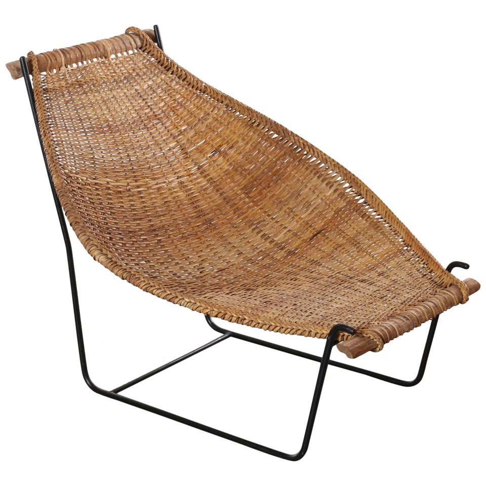 Danny Ho Fong Tropi-Cal Rattan and Iron Sling Lounge Chair